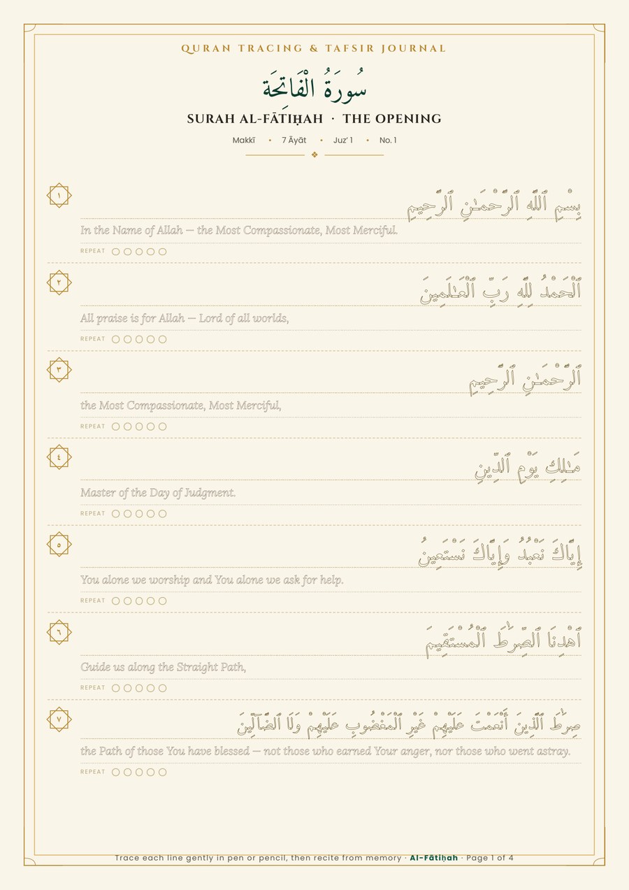 Tracing page from the Al-Fatiha journal